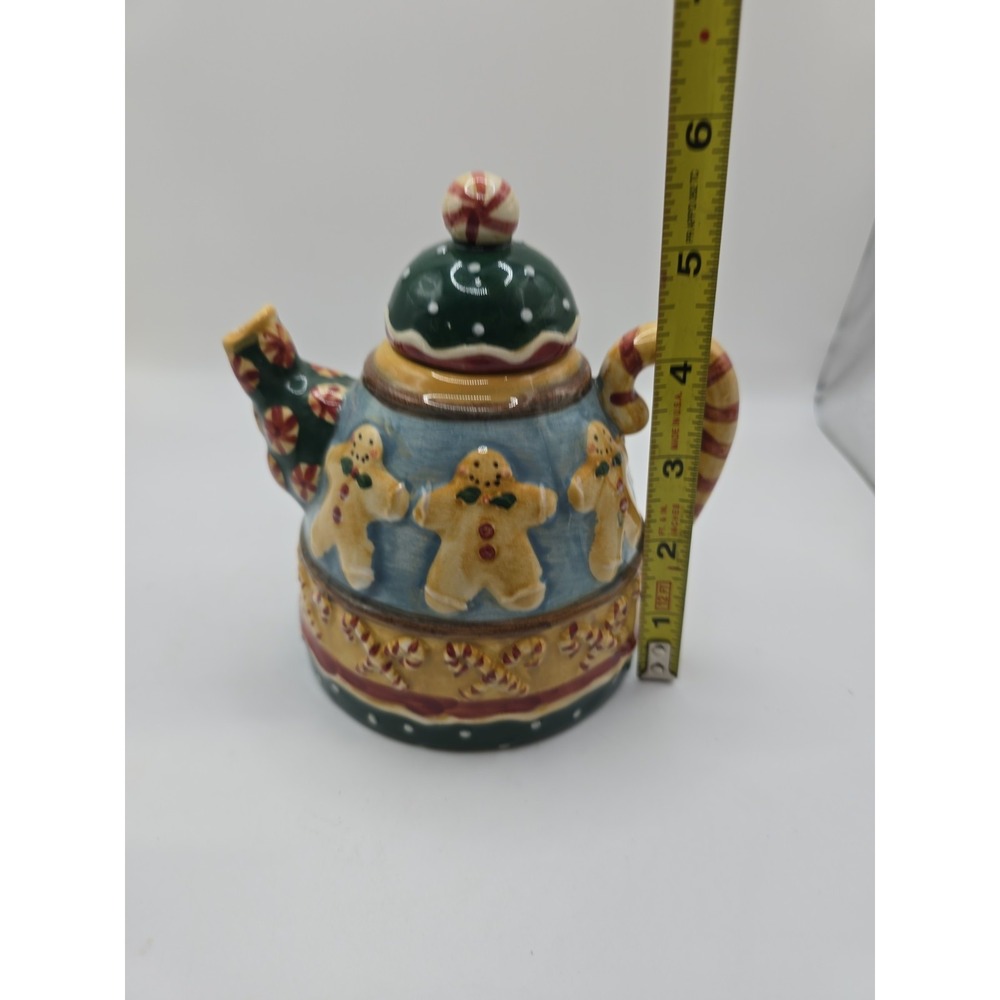 Sakura Debbie Mumm Gingerbread And Peppermint Mini Teapot 6" .  VTG Christmas - Picture 8 of 8
